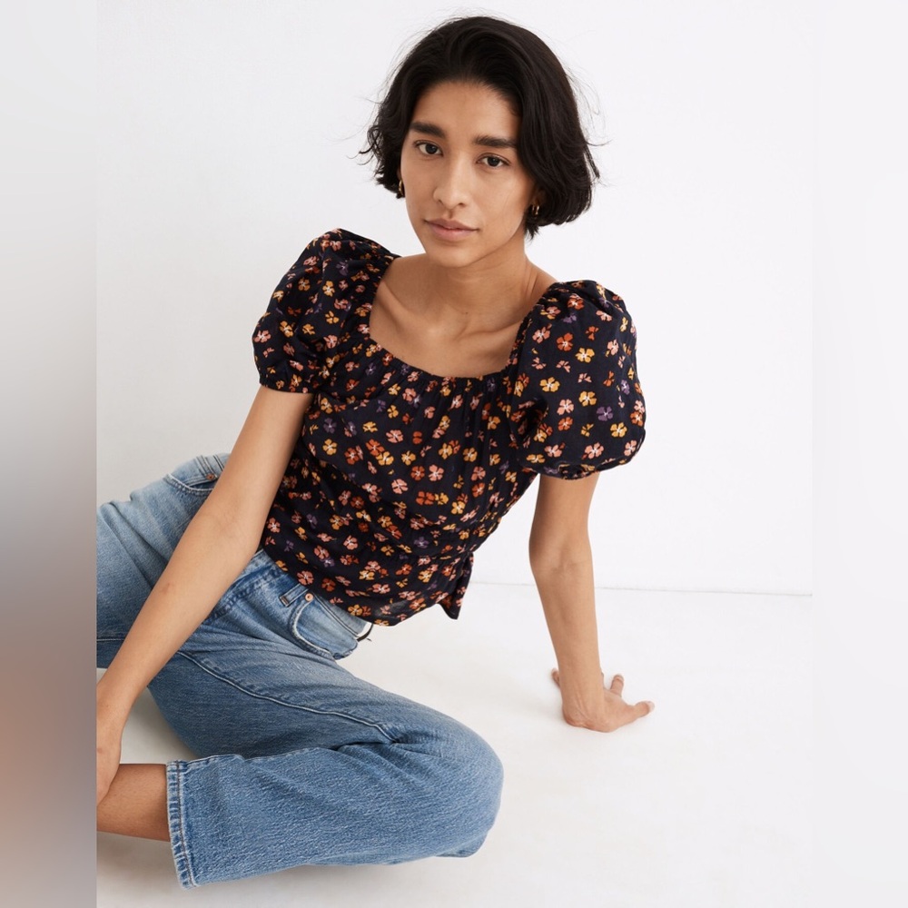 Madewell Smocked-Waist Crop Top — Aloha Floral